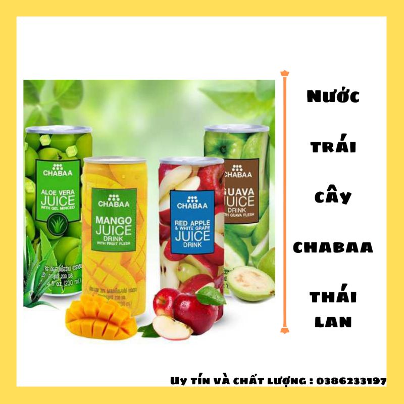 Lốc 6 lon nước trái cây ChABAA( Thái lan ) lốc 6lon ×230ml