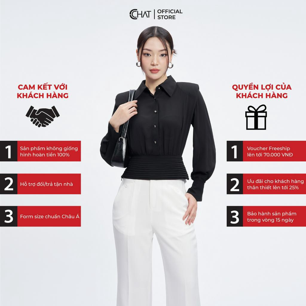 Áo Kiểu Nữ 𝐂𝐂𝐇𝐀𝐓 Dáng Croptop Cạp Dập Ly Chất Chiffon Cao Cấp Mềm Mịn 53ADH2006GT