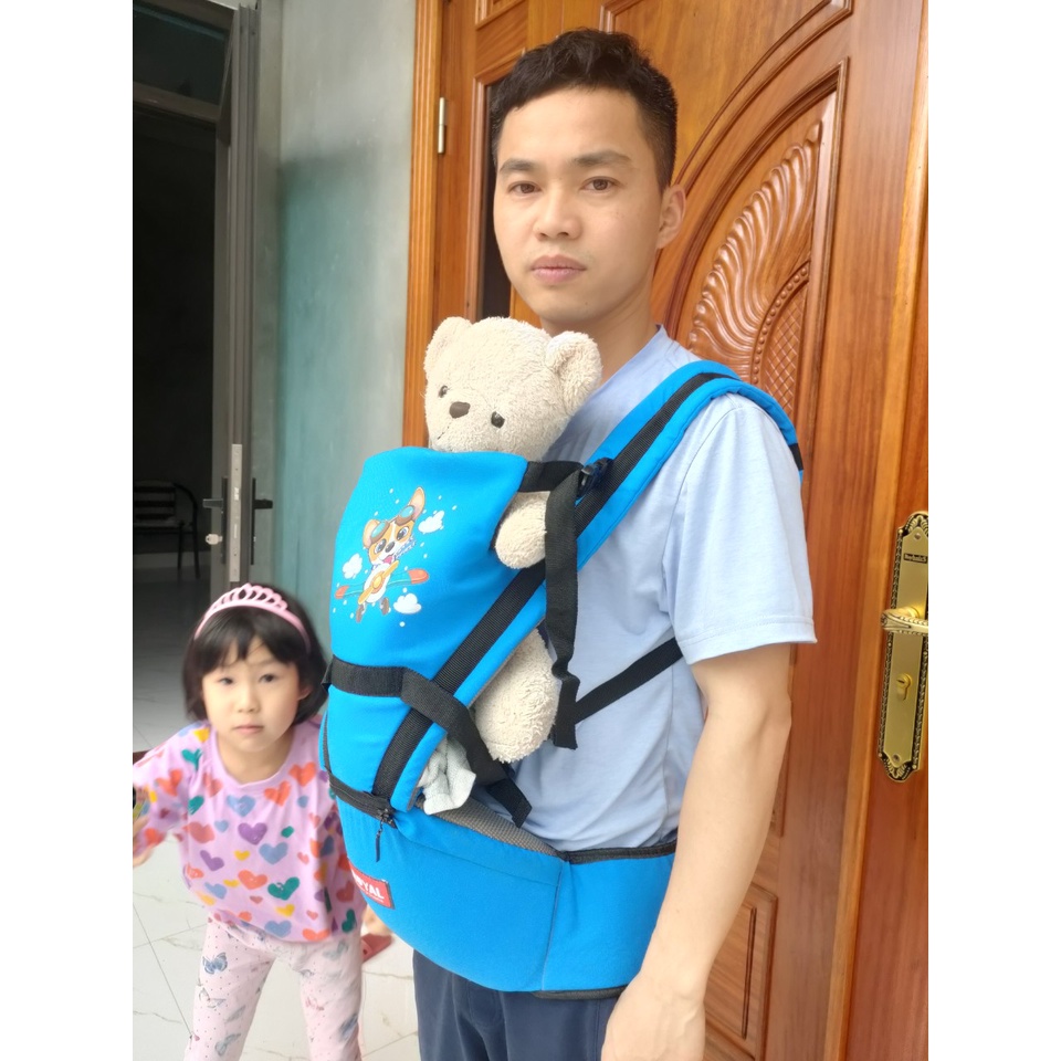 Địu ngồi 4 tư thế trợ lực 2 trong 1 Royal có ghế chống gù họa tiết đẹp