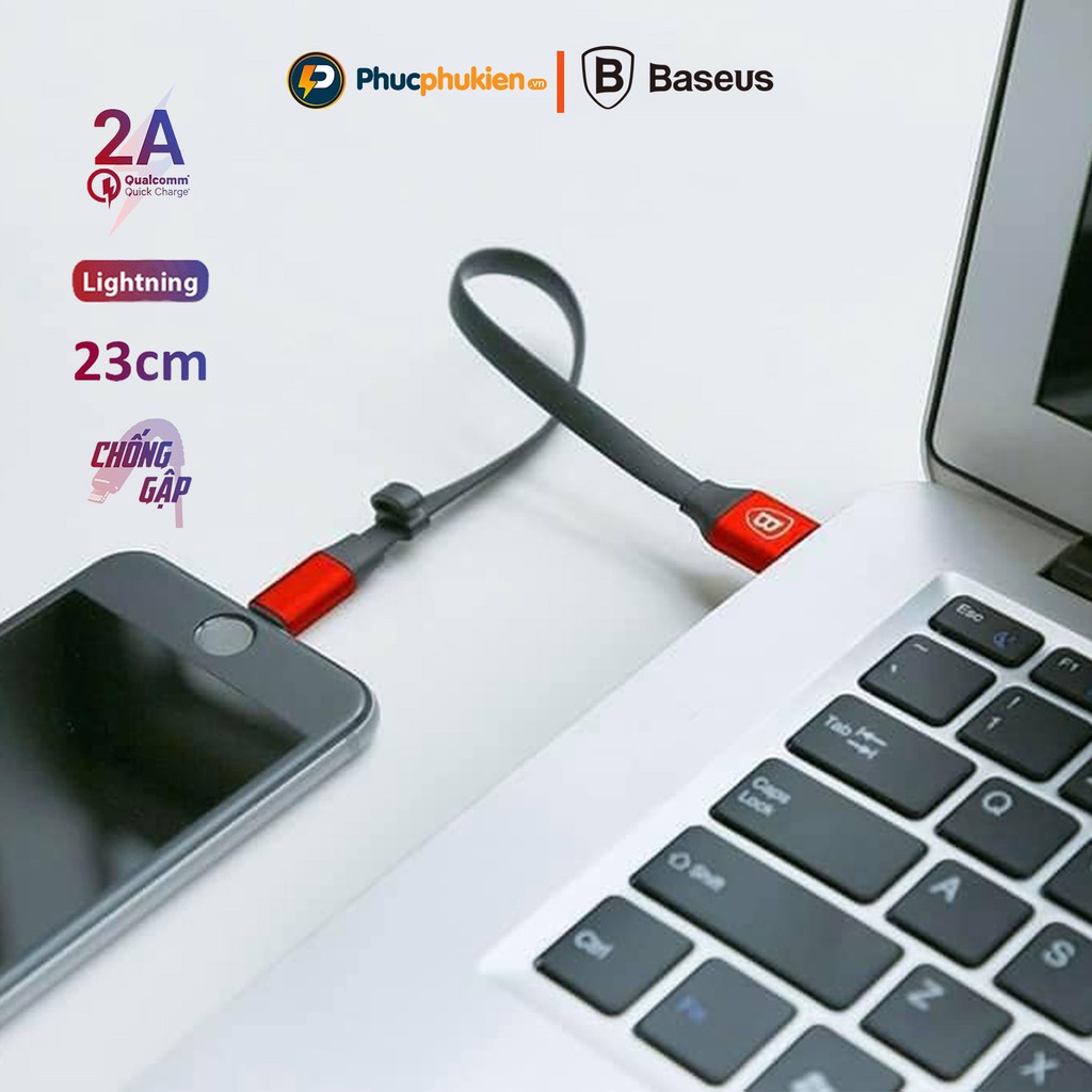 Dây sạc dự phòng ngắn 23cm chính hãng Baseus dành cho iPh 5 đến 13 pro max - Phúc Phụ Kiện Bảo hành 12 tháng 1 đổi 1