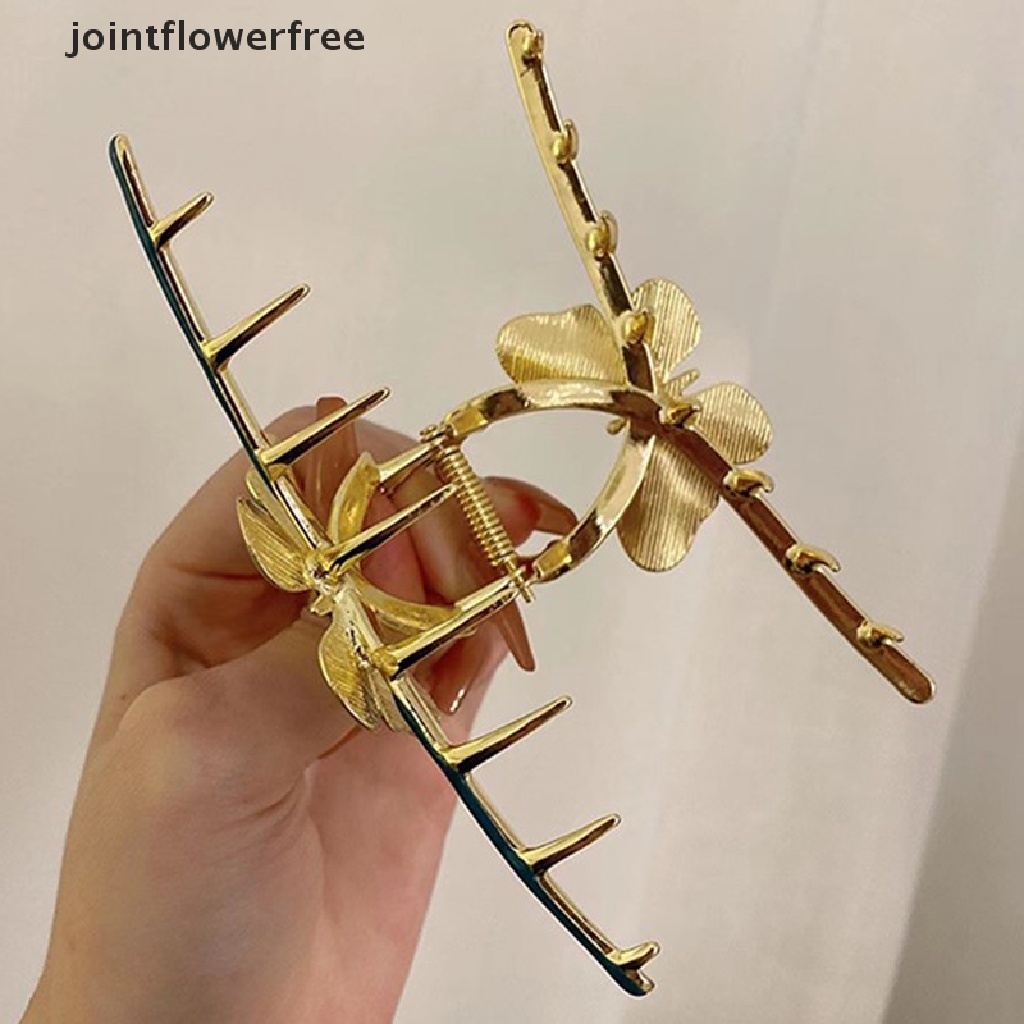 Kẹp Tóc Càng Cua Cỡ Lớn Màu Vàng Kim Phong Cách Vintage Sang Trọng Cho Nữ