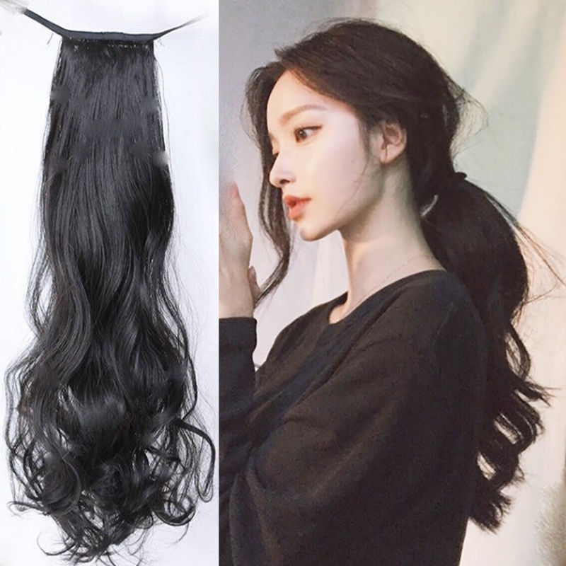 Tóc Giả Đuôi Ngựa Dài 25cm Bằng Sợi Tổng Hợp Chịu Nhiệt Màu Đen / Nâu Thoáng Khí Thoải Mái Dành
