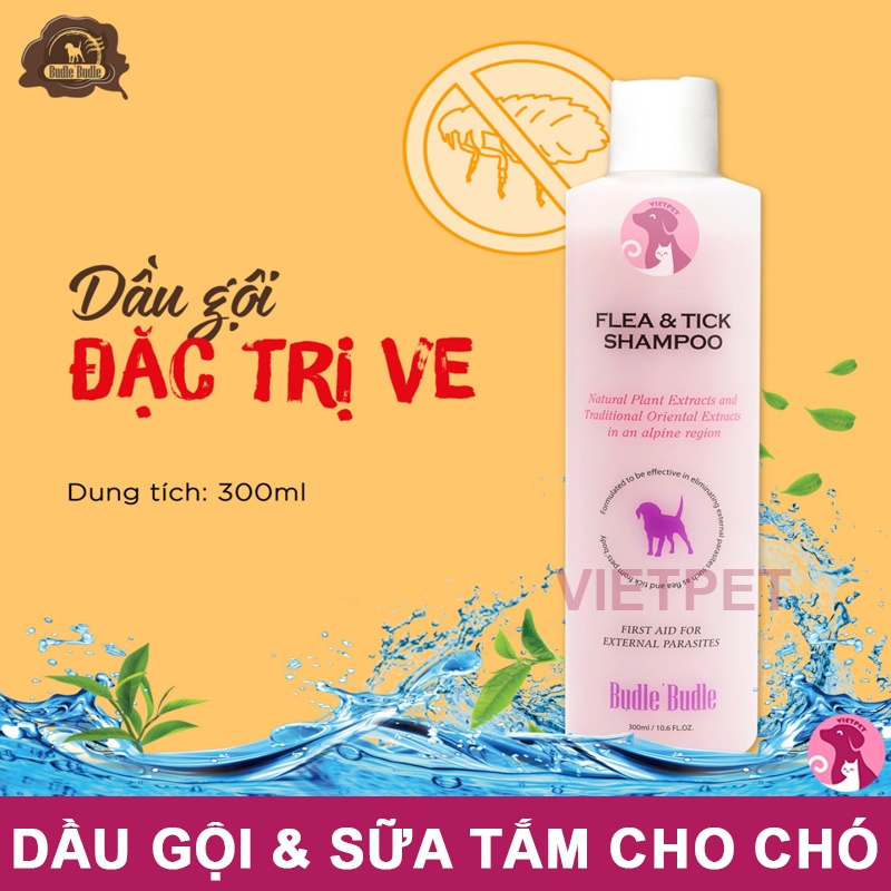 [Mã PET50K giảm Giảm 10% - Tối đa 50K đơn từ 250K] DẦU GỘI &amp; SỮA TẮM TRỊ VE CHO CHÓ BUDLE'BUDLE (Nhập khẩu Hàn Quốc)