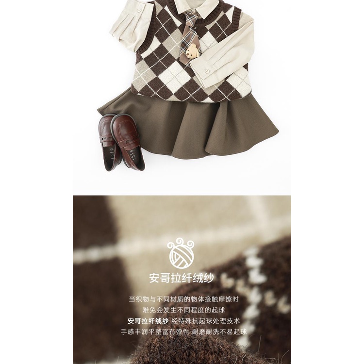 Áo khoác dệt kim có tay/ không tay kiểu retro thười trang cho các bé