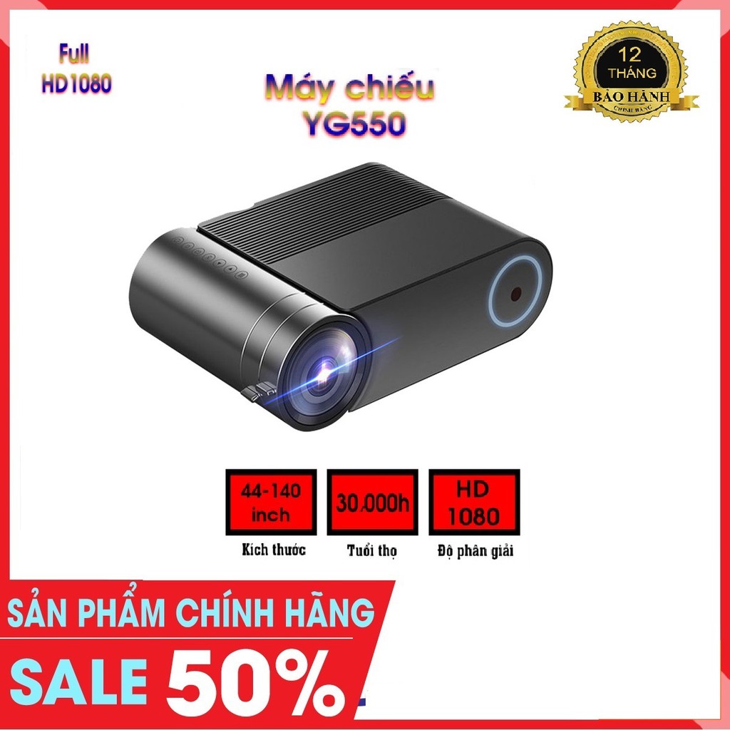 Máy chiếu mini YG550-Full HD 1080-Máy chiếu di động gia đình đa năng siêu nét 2019