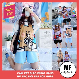 Đồ bộ hoạt hình form rộng Unisex BỘ TRÀ SỮA Freesize dành cho nam nữ Molly Fashion