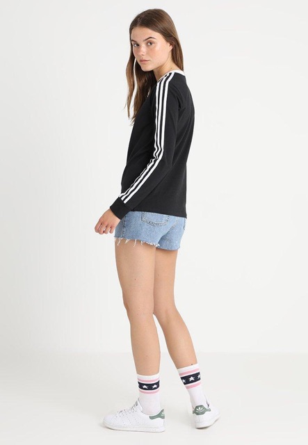 Áo adidas Thu Đông dài tay logoo thêu ngực ba lá NỮ