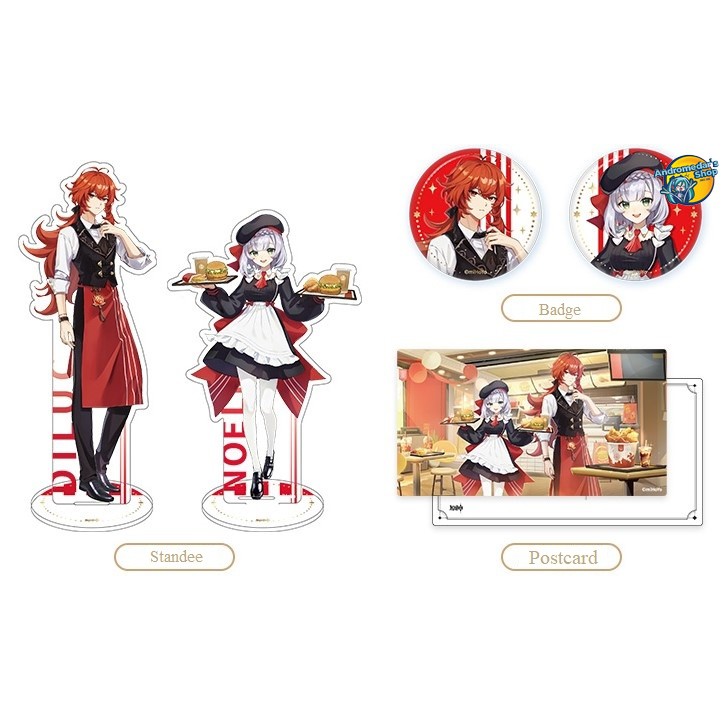 [Đặt trước] [Mihoyo] [Genshin Impact x KFC] Bộ sưu tập Diluc - Noelle - Tượng trưng bày Standee - Huy hiệu Badge