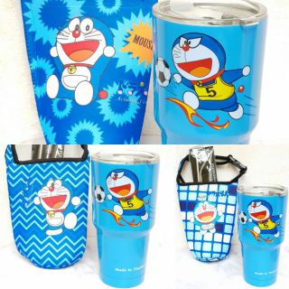 (Cực độc) Combo ly giữ nhiệt Thái 900ml doremon đá banh đầy đủ phụ kiện