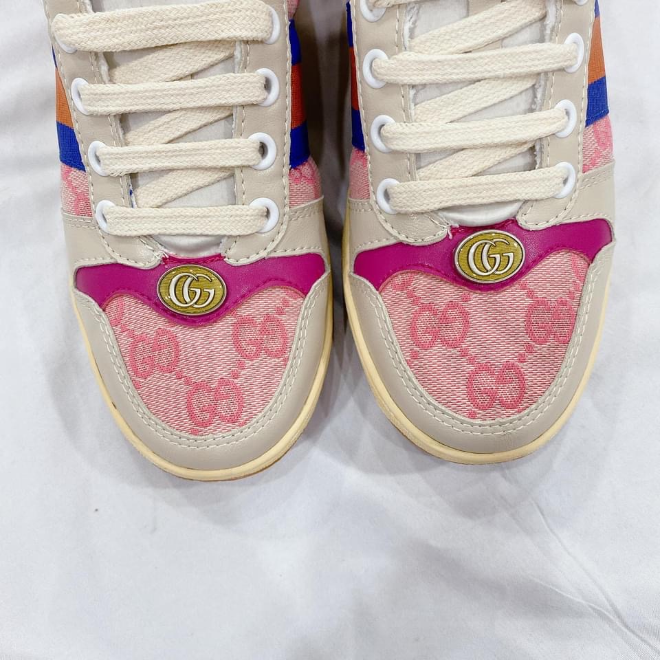 Giày gc nữ màu hồng , Giày sneaker gucci hải tú màu hồng cực chất 2022
