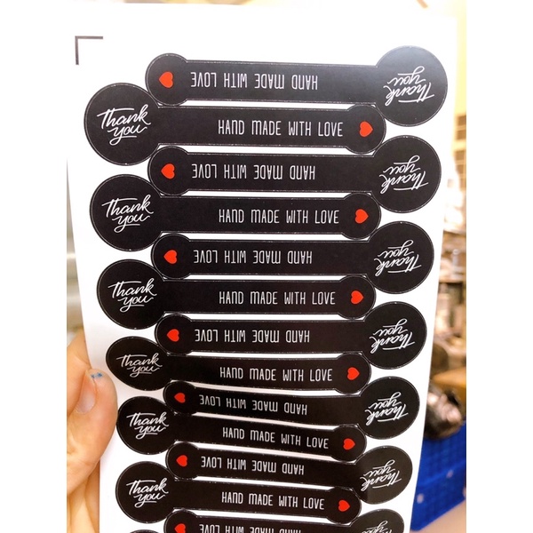 Set 100 tem dán Thank you giấy kraft ngẫu nhiên, giấy dán niêm phong,…