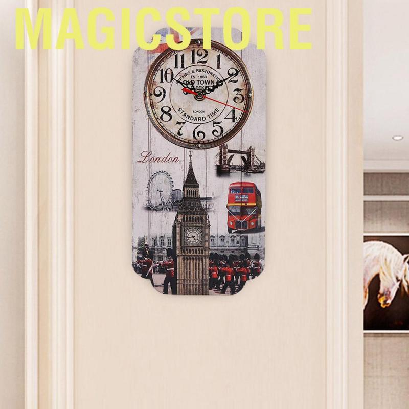 Magicstore European Retro House Rectangle Living Room Decoration Wall Clock Bar Clocks Fashion