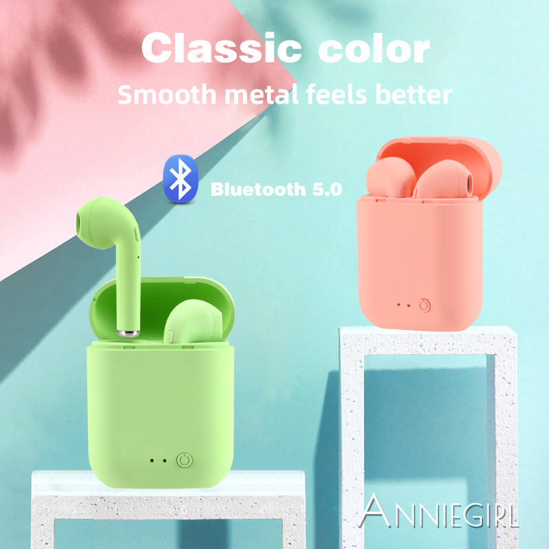 Tai nghe không dây Mini-2 TWS Bluetooth 5.0 màu macaron mặt nhám có mic và hợp sạc