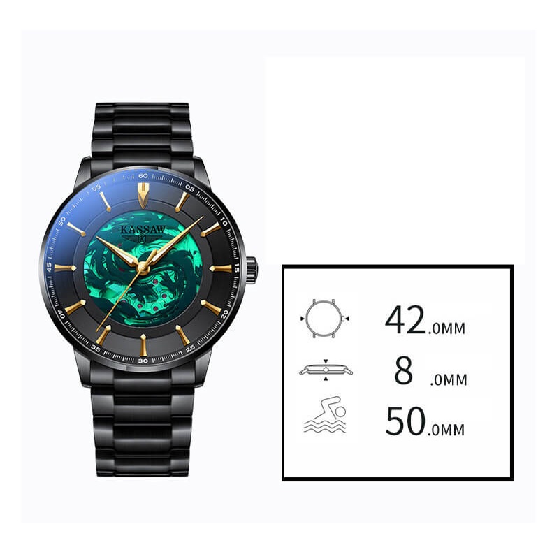 Đồng hồ nam chính hãng KASSAW K388-1 Kính sapphire ,chống xước,Chống nước ,BH 24 tháng,Máy cơ (Automatic) ,dây kim loại