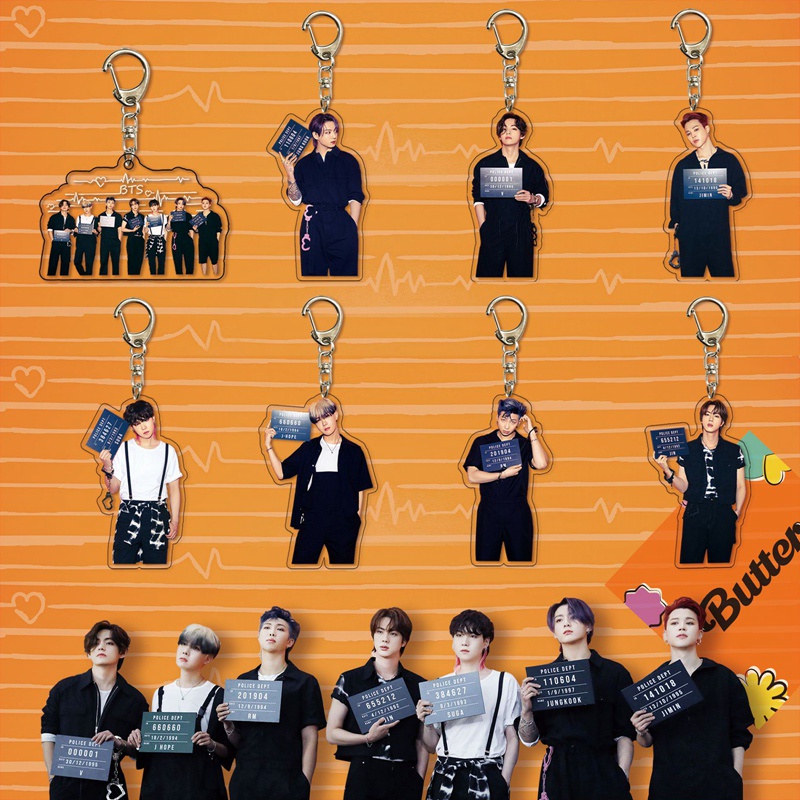 Móc chìa khóa in hình nhóm nhạc Kpop V Jungkook Jimin Jin Suga mới 2021