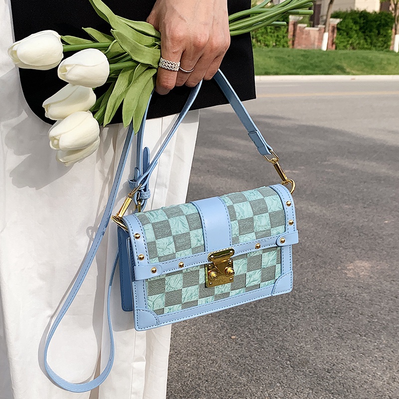 IELGY Túi Đeo Chéo Hình Vuông Cỡ Nhỏ Họa Tiết Kẻ Sọc Thời Trang Cho Nữ