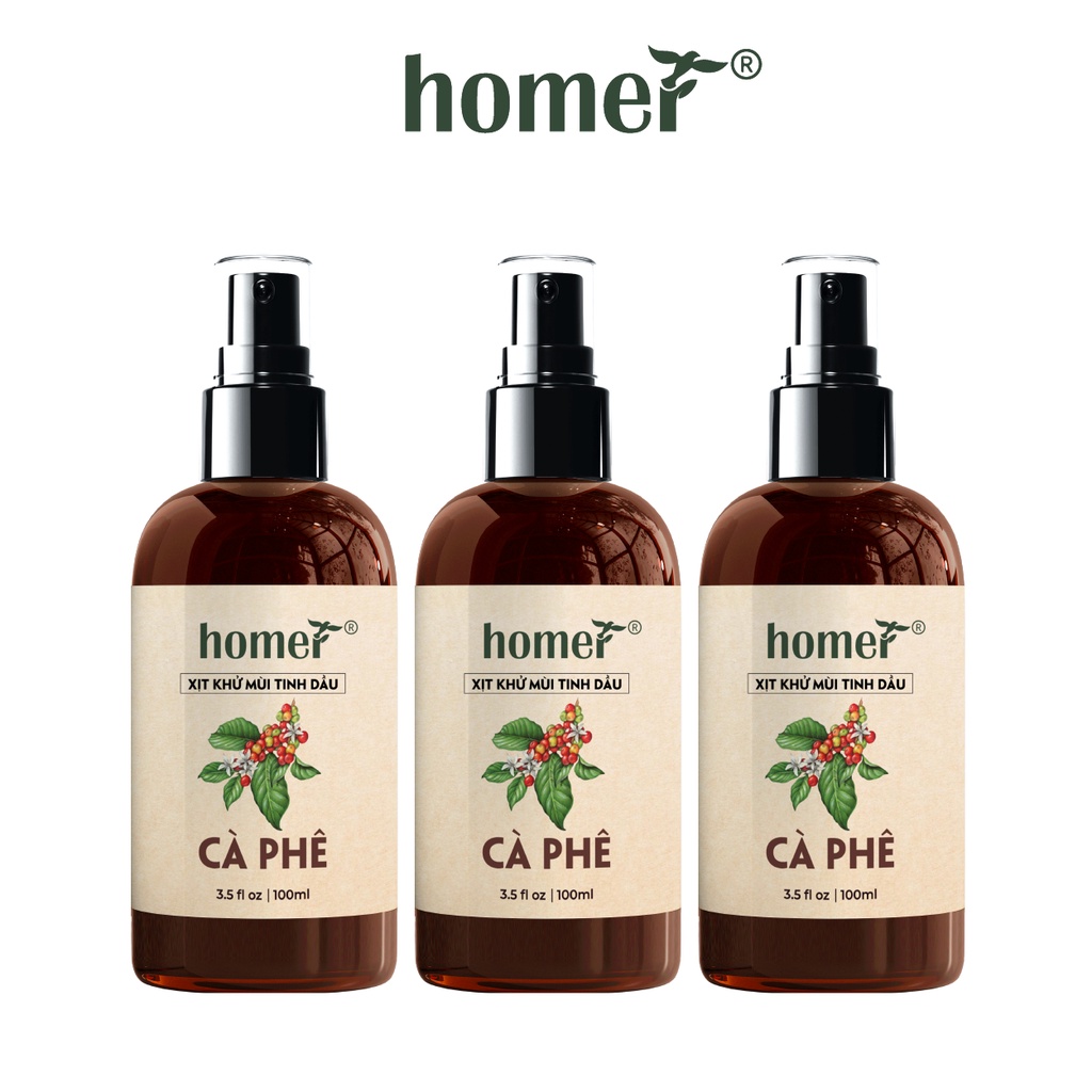 Combo 3 xịt thơm phòng Cà Phê Homer 100ml/ chai