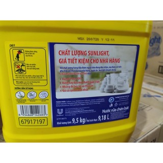 Nước Rửa Chén Sunlight Can Chuyên Dụng 9.5Kg