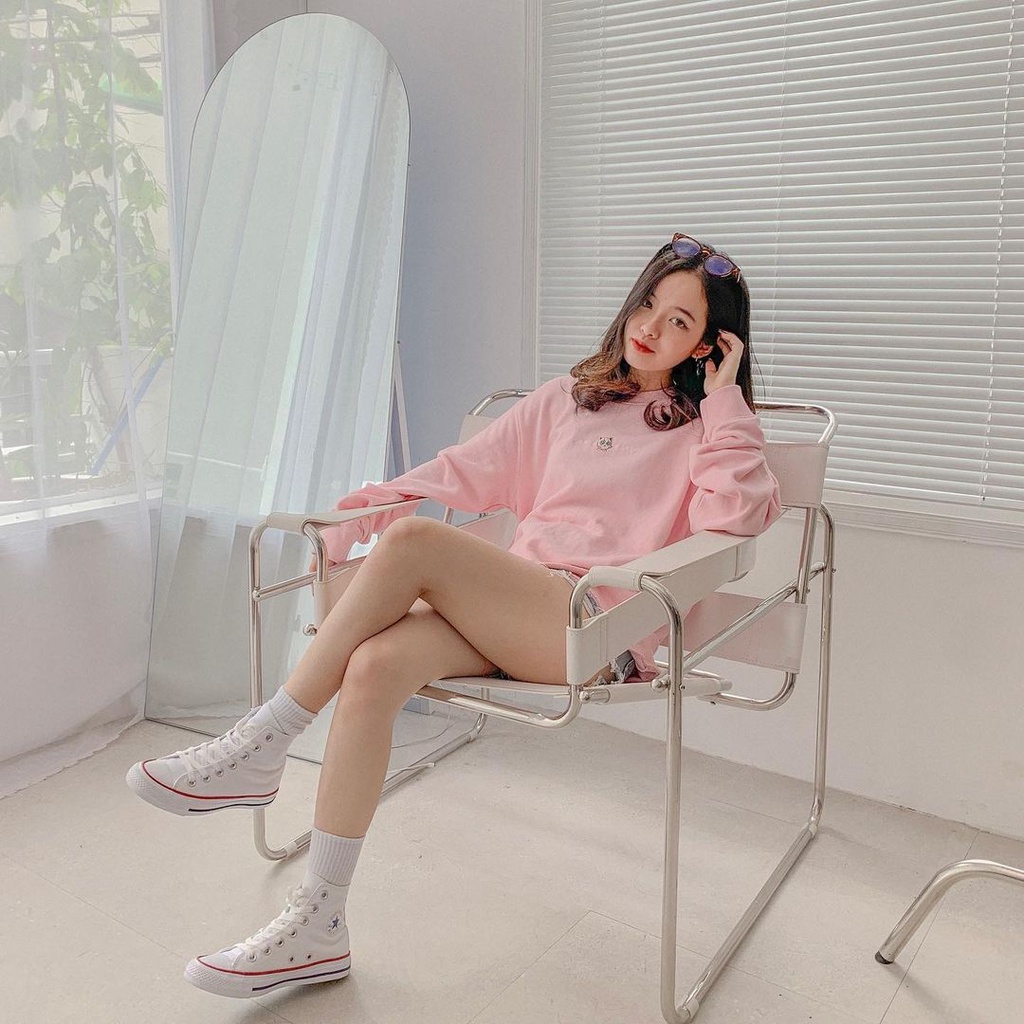 Áo Sweater Spao Nỉ Màu Hồng Thêu Hình Nhân Vật Pikachu Phong Cách Hàn Quốc | BigBuy360 - bigbuy360.vn