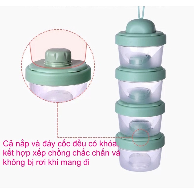 Hộp chia sữa cho bé HCS02 / Hộp đựng sữa bột, đồ ăn dặm có quai cầm tiện lợi