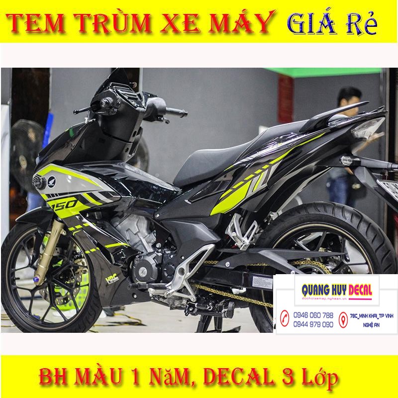 Tem trùm Winner X xanh đen, độ dán team decal xe thiết kế rẻ đẹp theo yêu cầu