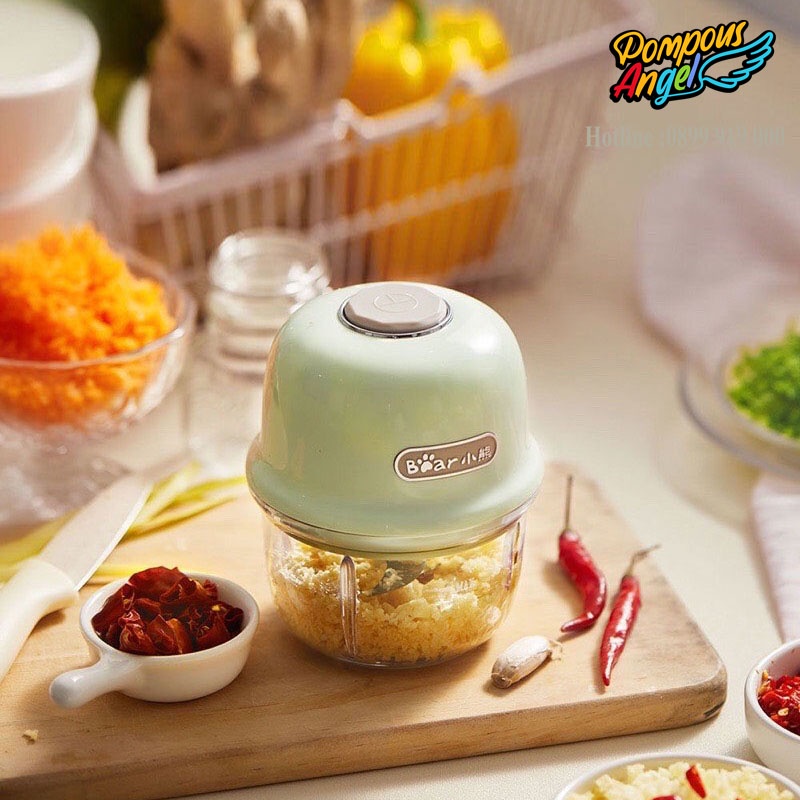 Máy xay không dây -chopper xay tỏi ớt ăn dặm mini cầm tay BEAR QSJ-E40B1 màu xanh