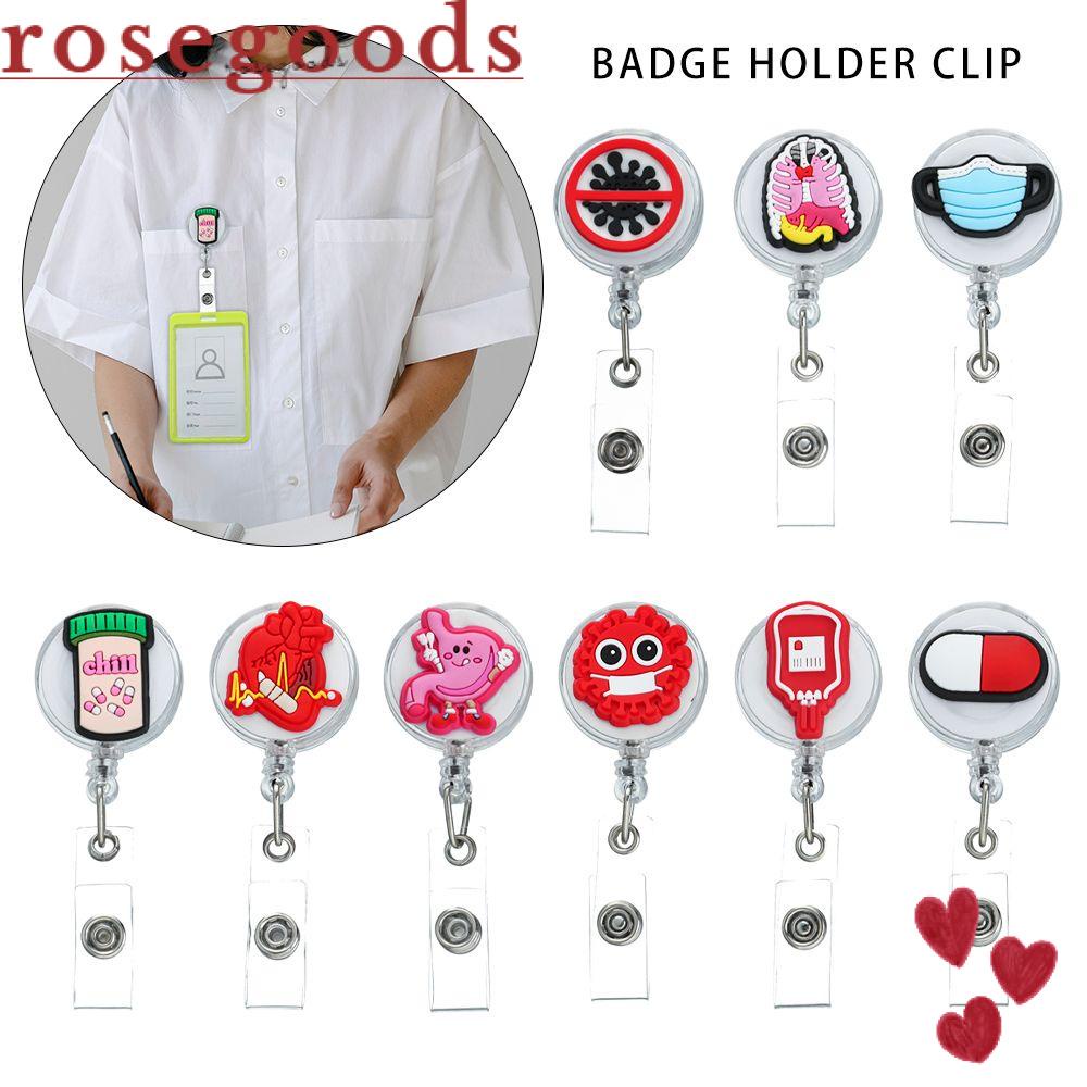 ☆Hoa Hồng☆ Móc Khóa Kẹp Bảng Tên Có Thể Thu Gọn Tiện Dụng Cho Bác Sĩ / Y Tá Giá Đỡ