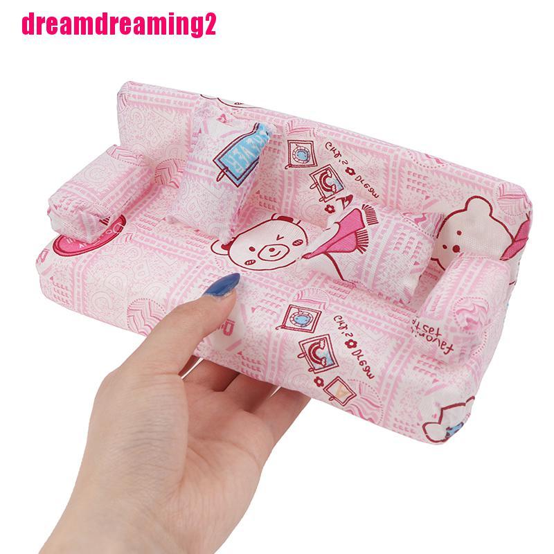 Mô Hình Ghế Sofa mini Kèm 2 Mô Hình Trang Trí Nhà Búp Bê