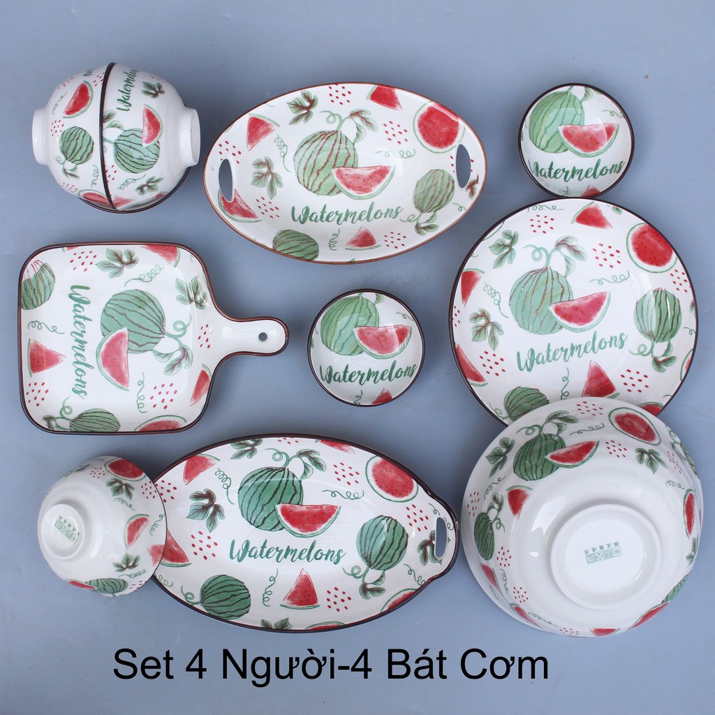 Set Bát Đĩa 🍉DƯA HẤU🍉Bát đĩa ăn cơm ăn mì, decor bàn ăn dễ thương