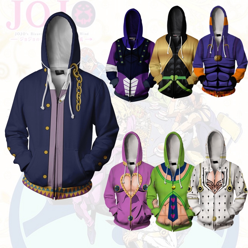 Áo Khoác Hoodie Dài Tay In Hình Jojo 's Bizarre Adventure Đẹp Mắt