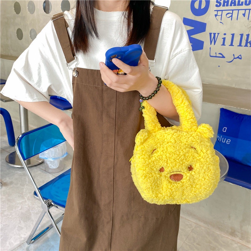 Túi Xách Tote Cỡ Lớn Hình Gấu Pooh/Dâu Tây Nhồi Bông Dễ Thương