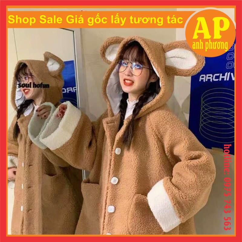Áo gấu lông có đuôi kèm ảnh thật sp form thụng giá rẻ nhất áo khoác nữ áo lót lông | BigBuy360 - bigbuy360.vn