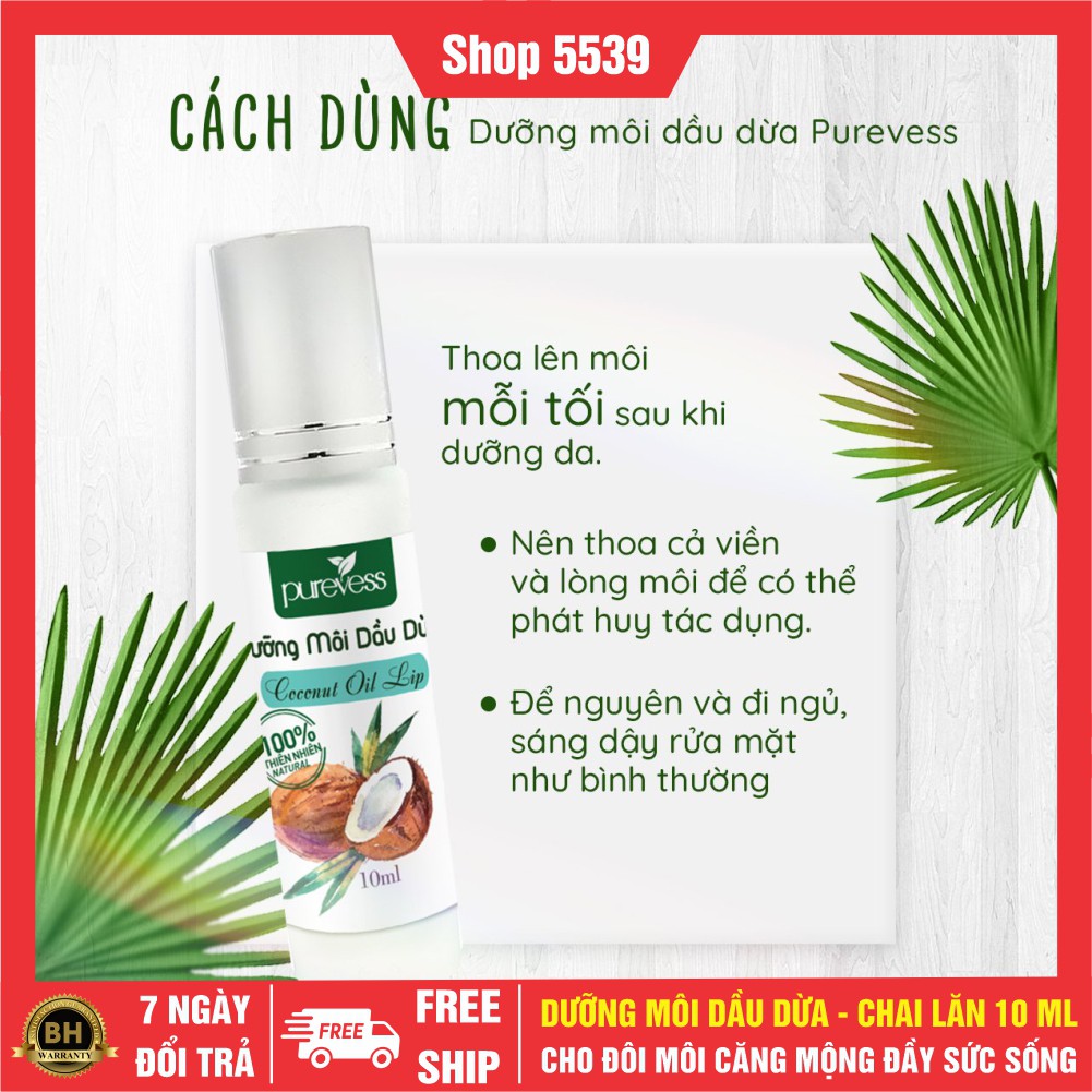 Dầu dừa dưỡng môi ⚡️ FREESHIP ⚡️ Dầu dừa dưỡng môi dạng lăn dung tích 10ml - Shop 5539