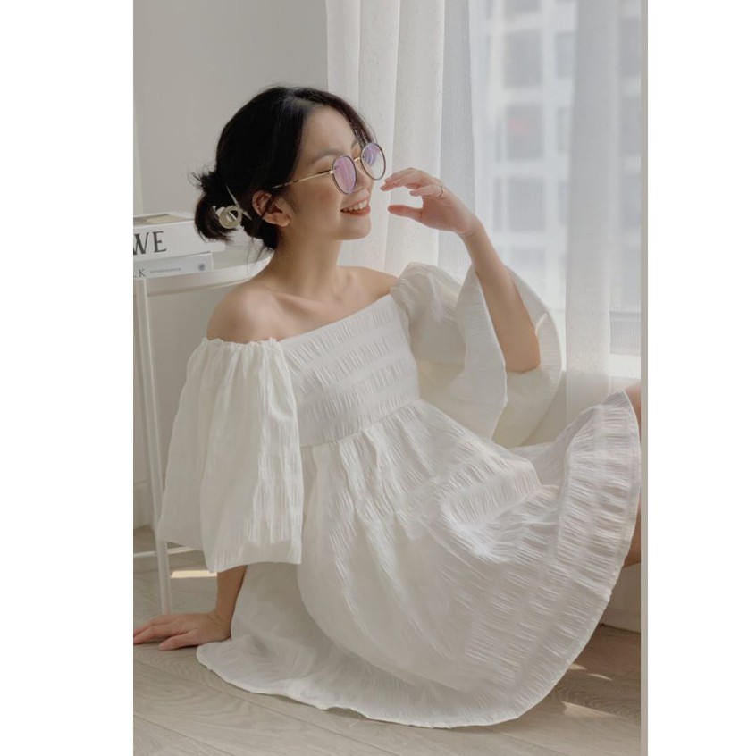 áo váy xòe tay bồng vải bèo nhún TKA249 LOLLIE STUDIO