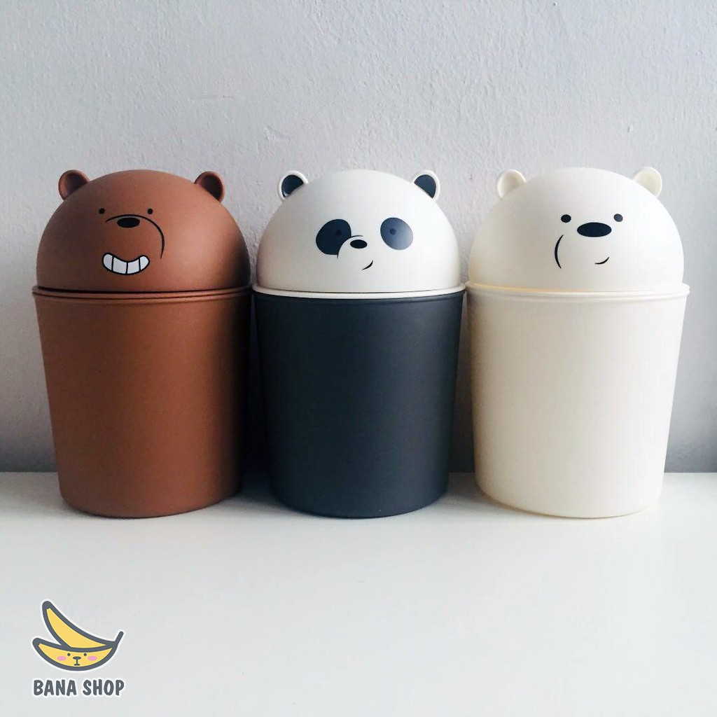 Thùng đựng rác mini để bàn anh em nhà gấu We Bare Bears Chúng tôi đơn giản là gấu chính hãng Miniso
