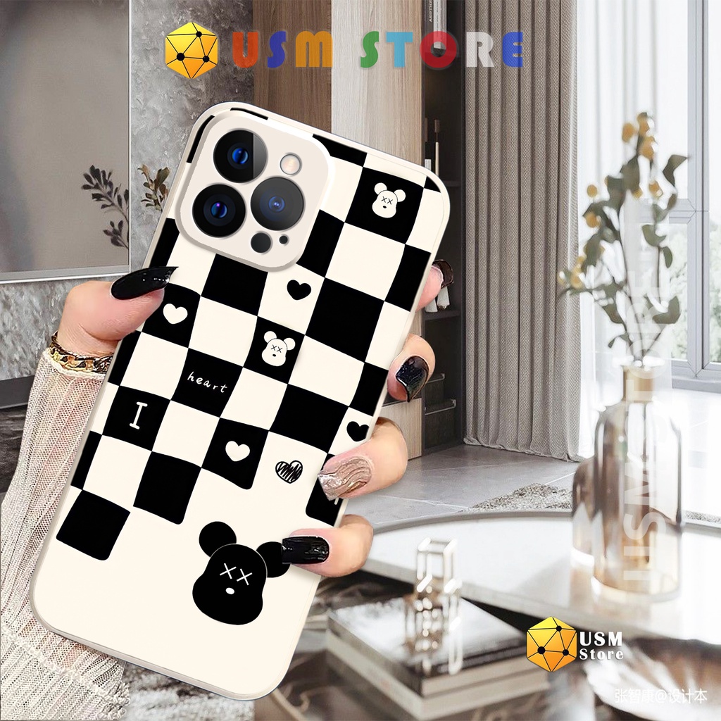 Ốp lưng iphone 6/6P/7/7P/8P/X/XS/XSmax/XR/11/11Pro/11Promax/12/12Pro/12Promax/12Mini/13/13Pro/13Promax hình Bear caro