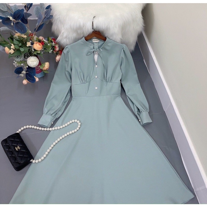 Đầm xoè tay phồng dài kiểu tiểu thư size S M L
