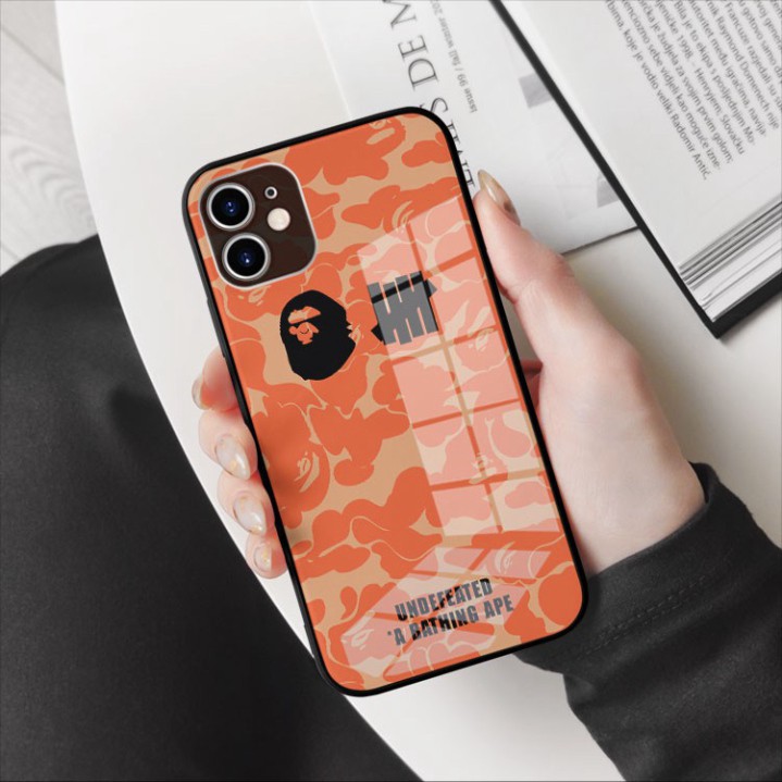 Ốp kính cường lực hình logo Bape-Undefeated mềm mại riêng mình Iphone OK-JC20210009