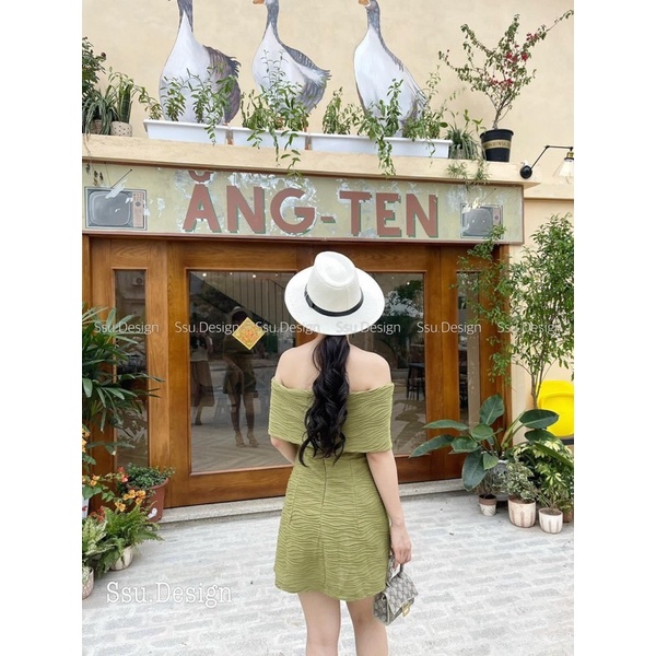 Váy Trễ Vai Xốp Vân Sóng Dáng Ôm Sexy 3 Màu Hàng 2 Lớp Có Ảnh Thật Kèm Video