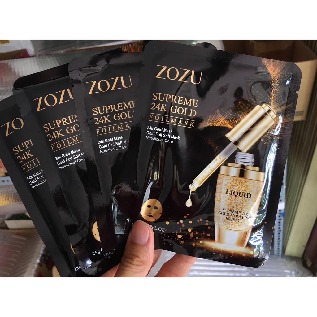 Mặt nạ vàng 24k collagen trắng da ngừa lão hóa Pure Gold Venzen Zozu (10 miếng)