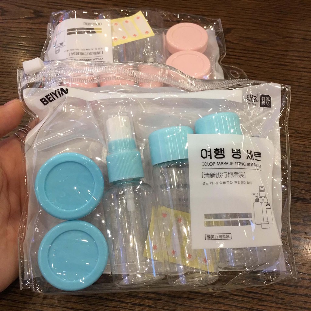 Set 5 món chiết mỹ phẩm tiện lợi, bộ chiết mỹ phẩm mini 5 món, combo 5 chai đựng mỹ phẩm dầu gội sữa tắm đi du lịch