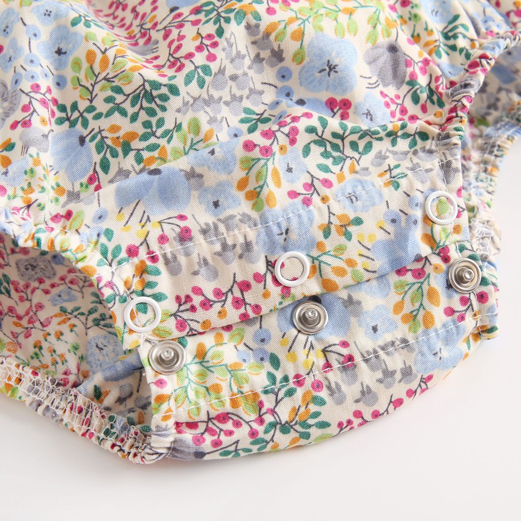 Sanlutoz Mùa hè Bông Đứa bé Áo liền quần Những bông hoa Ngắn tay