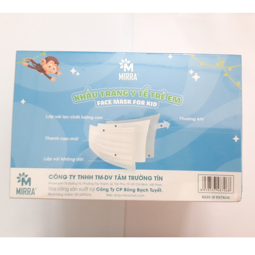 KHẨU TRANG Y TẾ MIRRA CHO BÉ TRAI (6-12 TUỔI ,HỘP 50 CÁI) HOẠT TIẾT HOẠT HÌNH | BigBuy360 - bigbuy360.vn