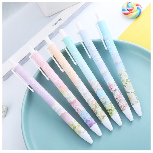 Bút bi bấm mực nước hình dễ thương ngòi 0.5mm nhiều mẫu