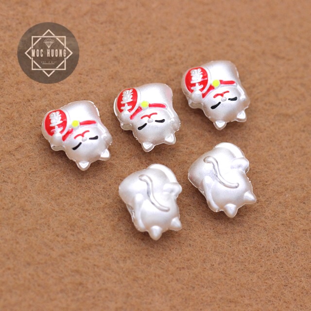CHUYÊN SỈ  Charm mèo thần tài bạc hàng siêu đẹp - Bạc tốt loại 1, PH216