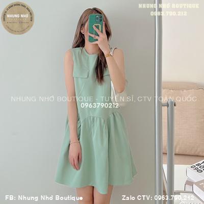 Váy tầng trơn sát nách đuôi cá 2 túi giả / Đầm xòe A1101N Nhung Nhớ