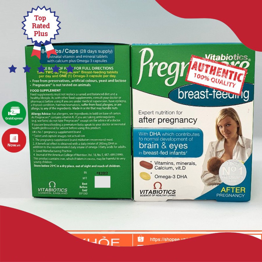 [CHÍNH HÃNG]Vitamin tổng hợp Pregnacare Breast feeding cho mẹ sau sinh ,Pregnacare bú Anh_ 84v(ÚC)