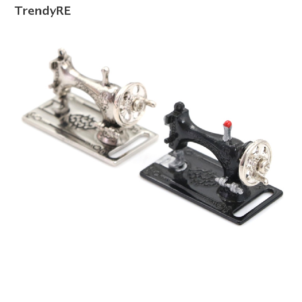 Trendy Metal Sewing Machine Dollhouse Miniatures Decoration 1:12 Scale Length 3.5cm RE