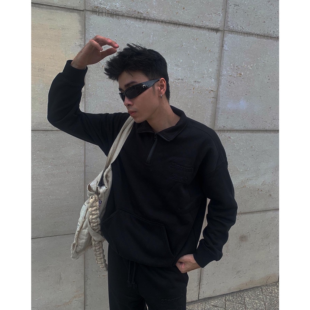 Áo Sweater nỉ bông ZIP 1/4 21pounds Embossed