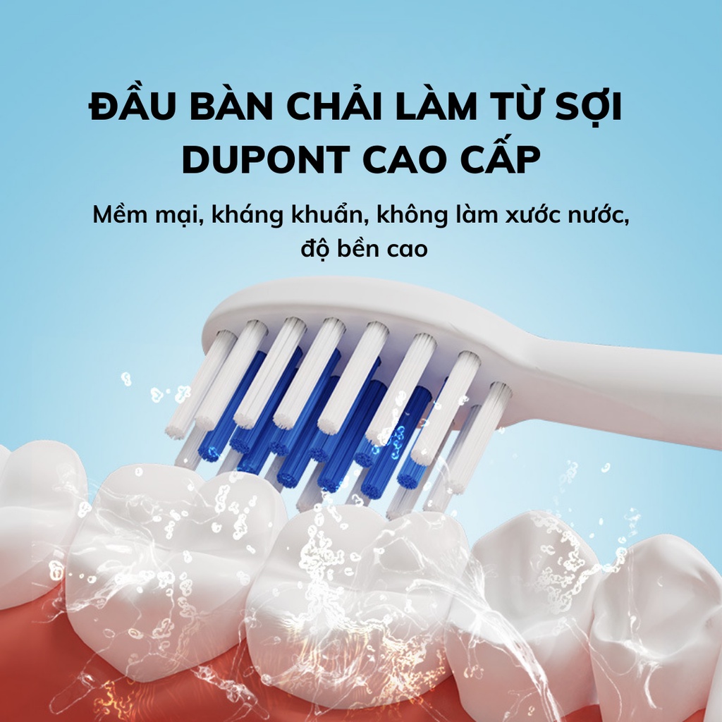 Bàn chải điện IPX7 đánh răng sạch x10, công nghệ sóng âm, bảo vệ răng miệng tuyệt đối